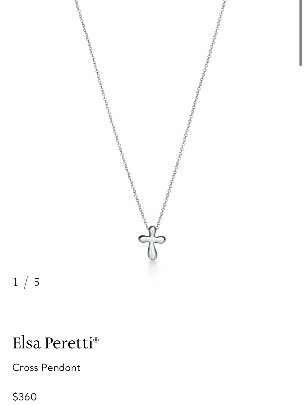 Tiffany & Co. Elsa Peretti Sterling Silver Smooth Cross Necklace - Silver - Picture 2 of 3